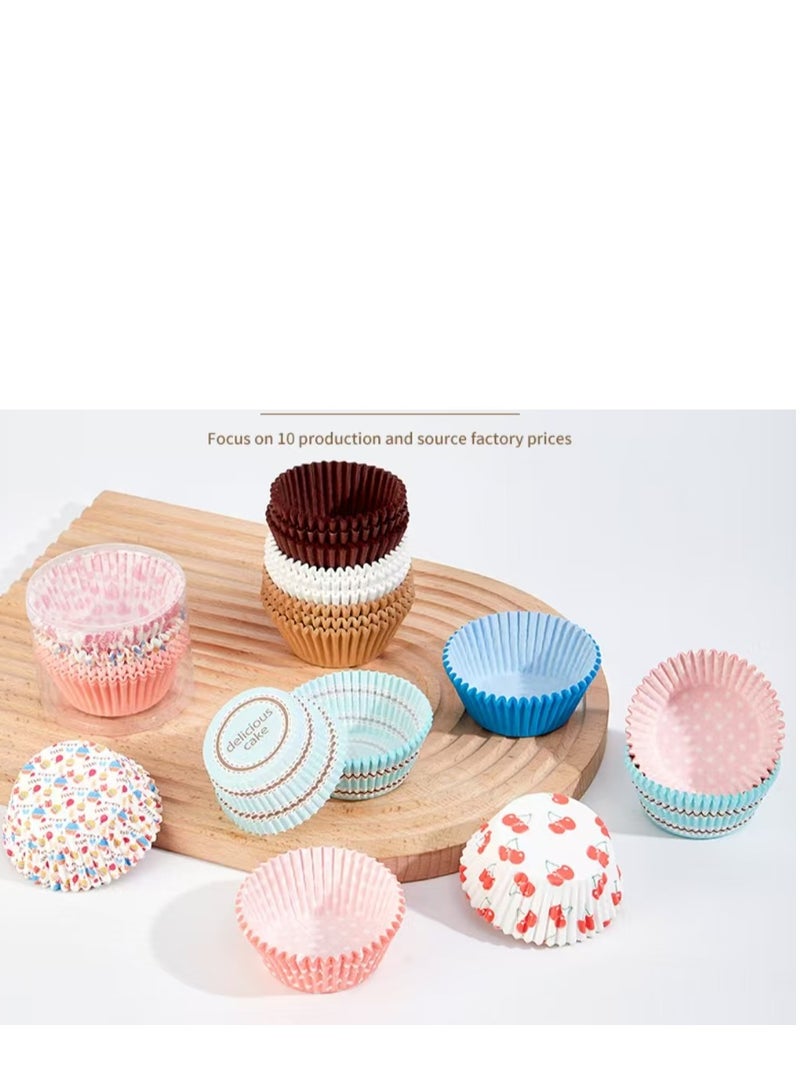 100Pcs/set  Cupcake Baking Paper Cases Cake Box,Disposable Muffins Baking Cupcake Mould 6.8x5x3cm - Snow Flower - Image 3