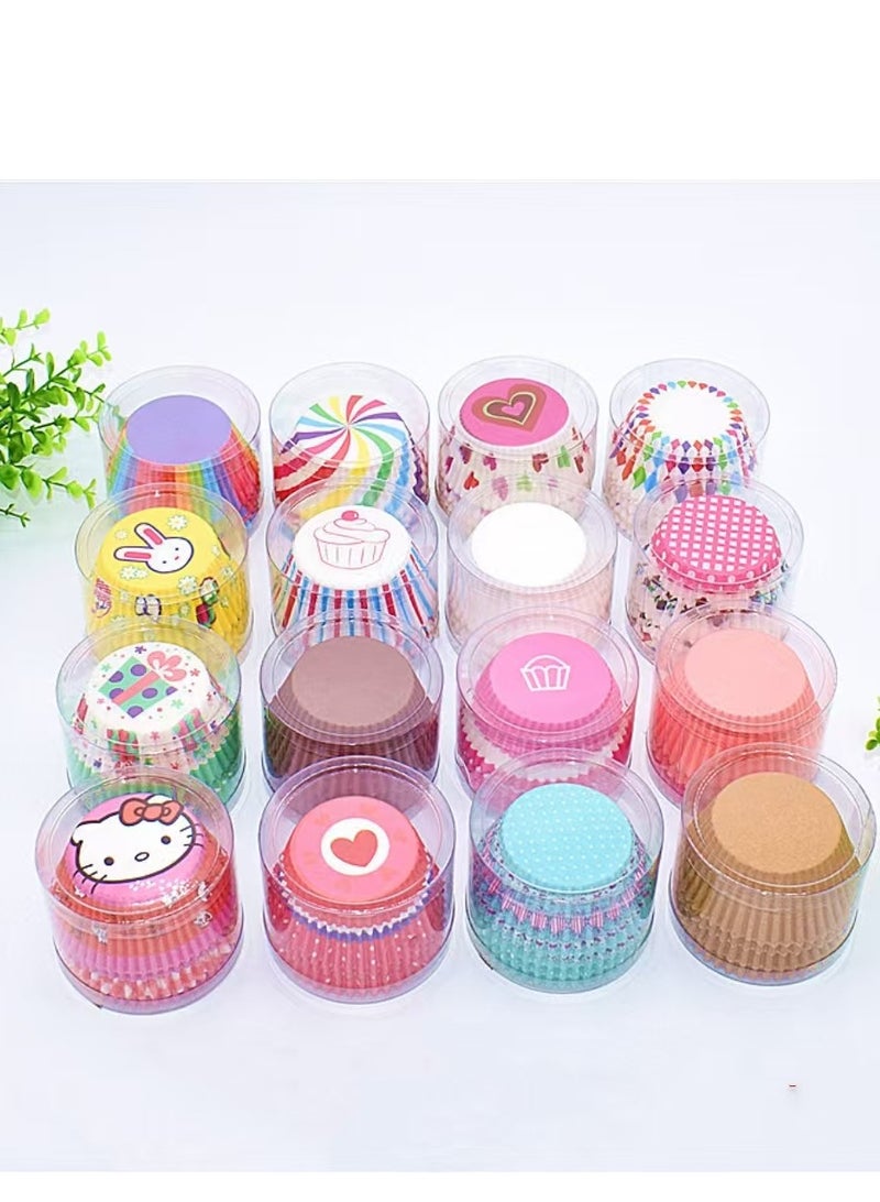 100Pcs/set  Cupcake Baking Paper Cases Cake Box,Disposable Muffins Baking Cupcake Mould 6.8x5x3cm - Snow Flower - Image 4