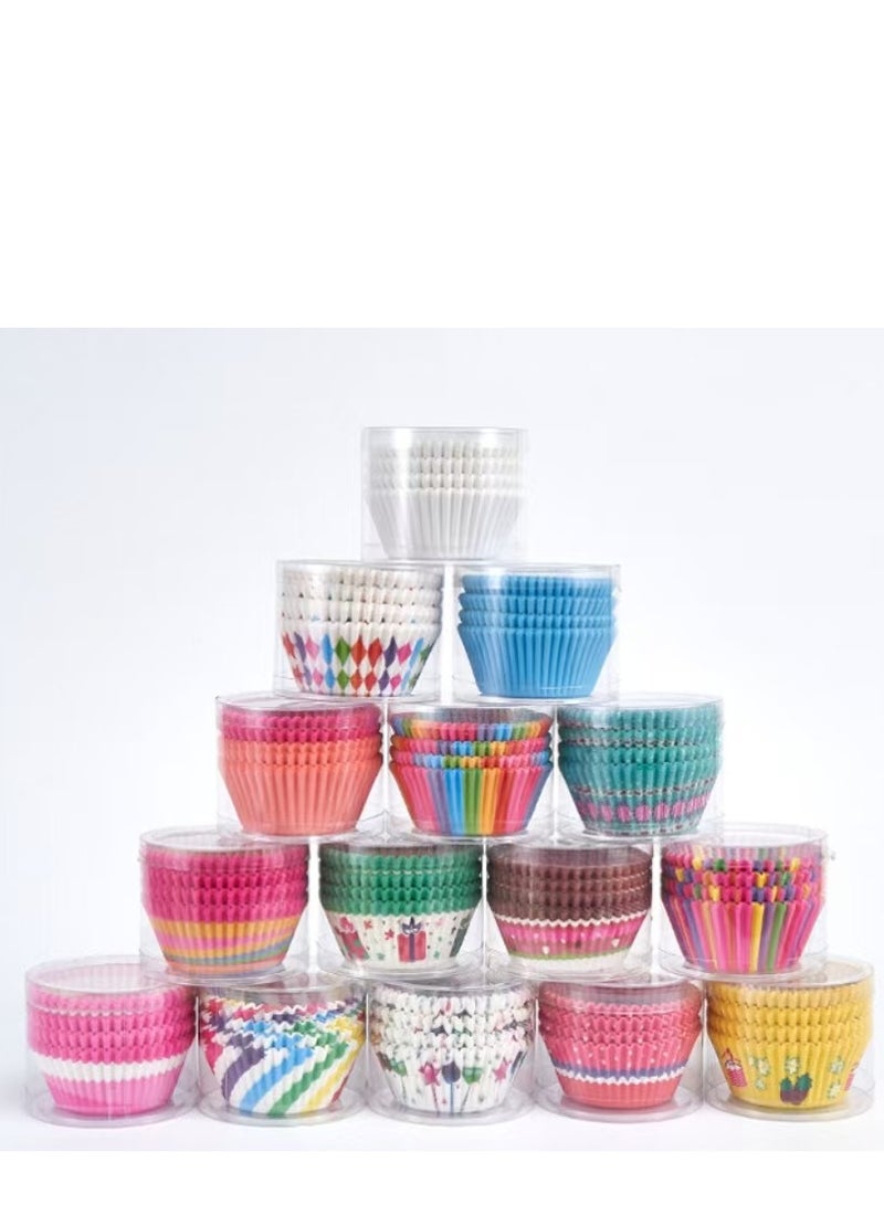 100Pcs/set  Cupcake Baking Paper Cases Cake Box,Disposable Muffins Baking Cupcake Mould 6.8x5x3cm - Snow Flower - Image 5