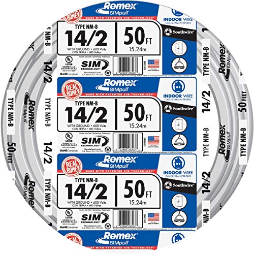 Southwire Building Wire 14 Ga, 2 Conductor 15 Amp 600 V 90 Deg C 50 ' White - Image 1