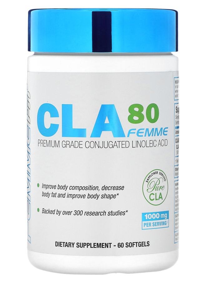 Allmax - CLA80 Femme Premium Grade Conjugated Linoleic Acid 1000 mg 60 Softgels - Image 1