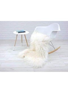 Seek4comfortable Genuine Tibetan/Mongolian Lamb Sheepskin Fur Pelt Throw Fur Area Rug Carpet Chair Cover with Fluffy Thick Decorativeas Throw Rug in Living Room，White  - Image 4