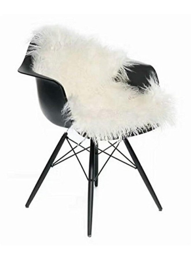 Seek4comfortable Genuine Tibetan/Mongolian Lamb Sheepskin Fur Pelt Throw Fur Area Rug Carpet Chair Cover with Fluffy Thick Decorativeas Throw Rug in Living Room，White - Image 1