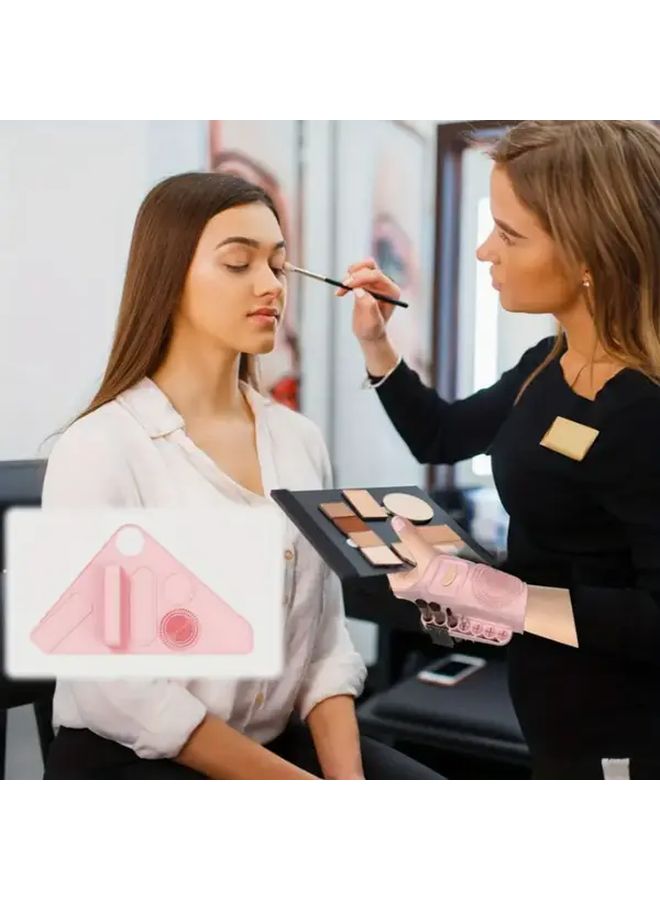 حافظة الوردي السليكونية للمكياج معصم مع منطقة تنظيف وحامل فرش متعدد - Image 1