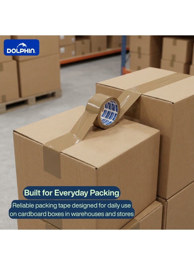 Dolphin Brown Packing Tape 48 mm x 50 Yards – High-Quality 50 Micron Strong Adhesive Tape for Secure Carton Sealing & Packaging - Image 2
