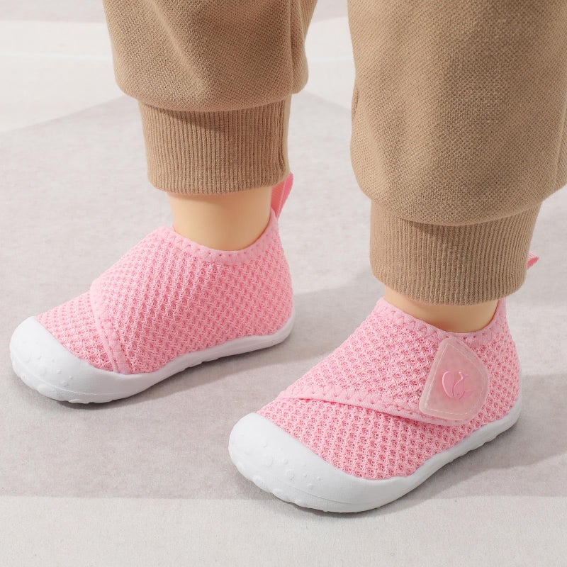 FEETCITY Baby Walking Shoes Boys Girls Baby Slip On Shoes Infant Barefoot Sneakers Lightweight Wide Infant Crib Shoe Pink - Image 3