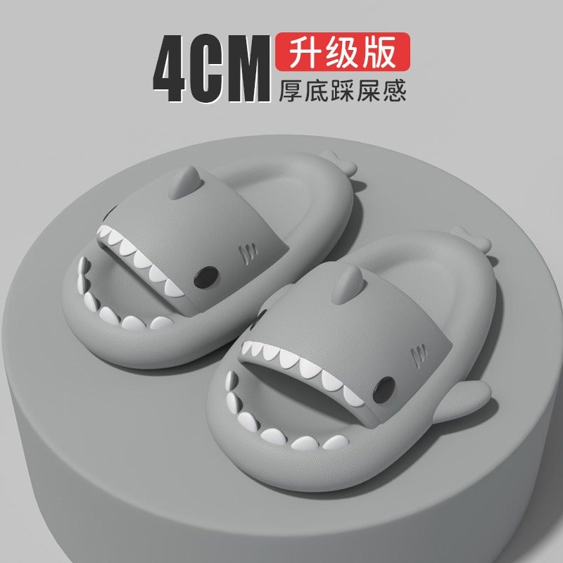 Chunky Sole Shark Couple Slippers Women's Squishy Sandals Men's Funny Indoor Outdoor Cute Cartoon Trendy Flip-Flops