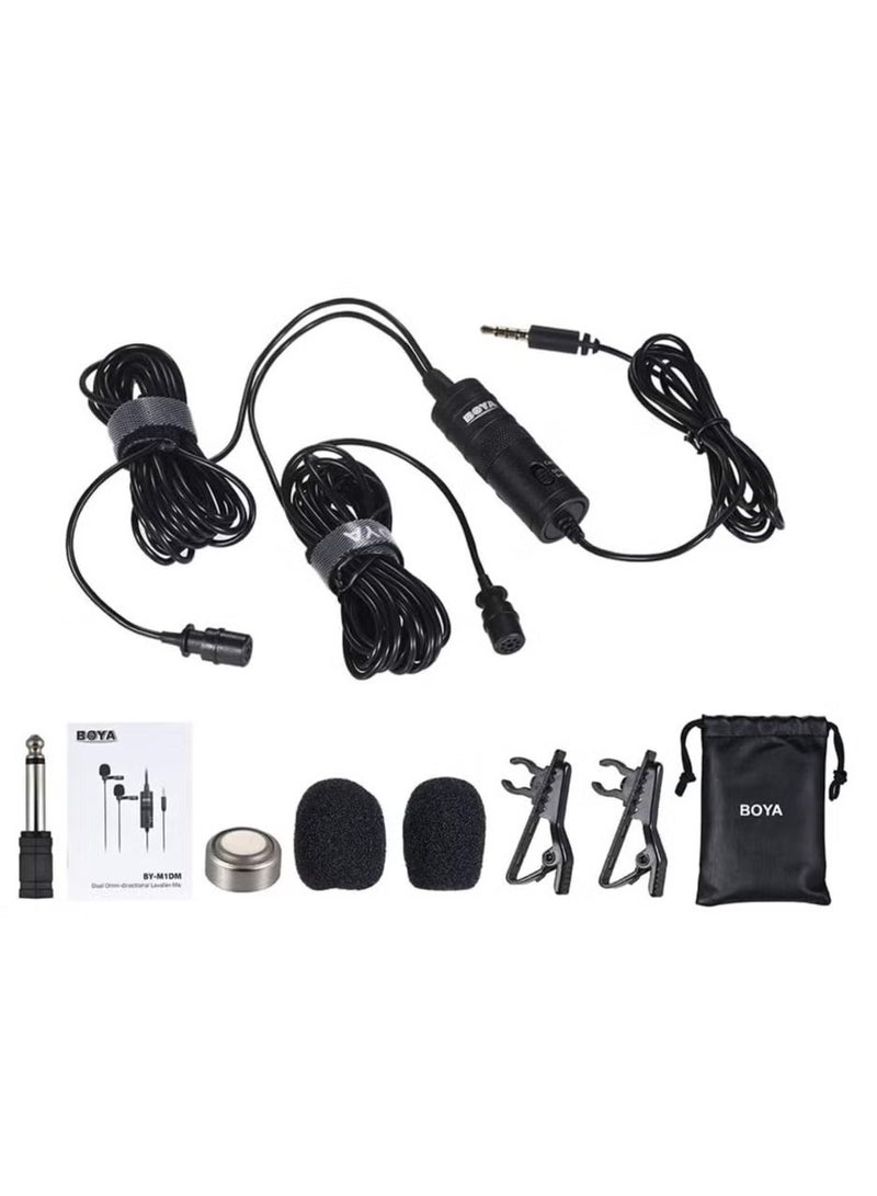 BOYA BY-M1DM Dual Omni-directional Lavalier Microphone – Professional Clip-on Lapel Mic for DSLR Cameras (Canon, Nikon, Sony), Smartphones (iPhone, Samsung, Huawei), Audio Recorders, PCs & Laptops – Ideal for Interviews, Vlogging & Content Creation - Image 2