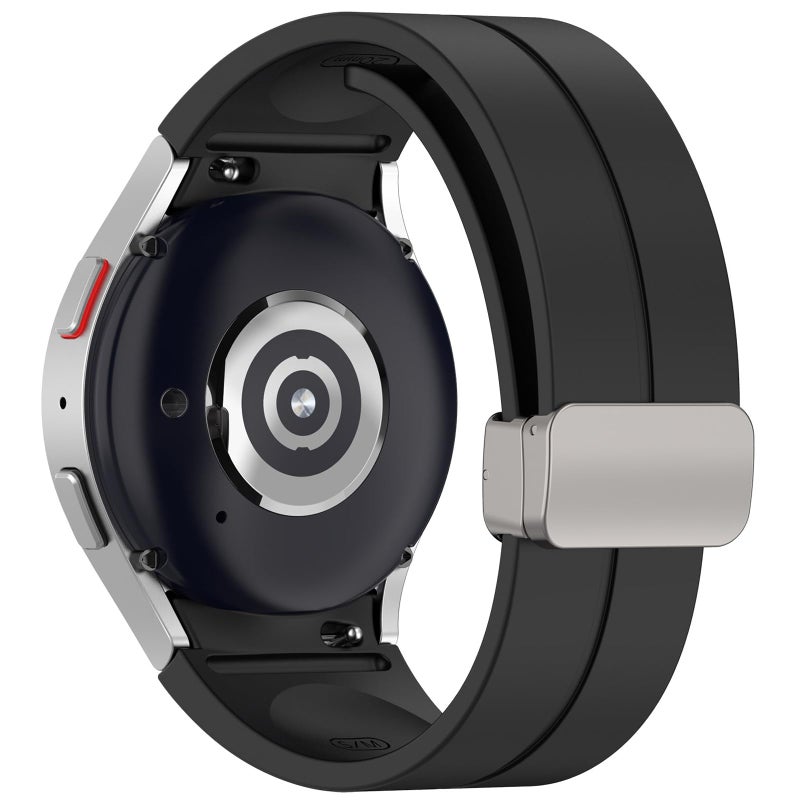 AWADUO Samsung Galaxy Watch 6/6 Classic/5/5 Pro Bands, 20mm Soft Silicone Replacement Strap for Men & Women (Black, Large) - Image 2
