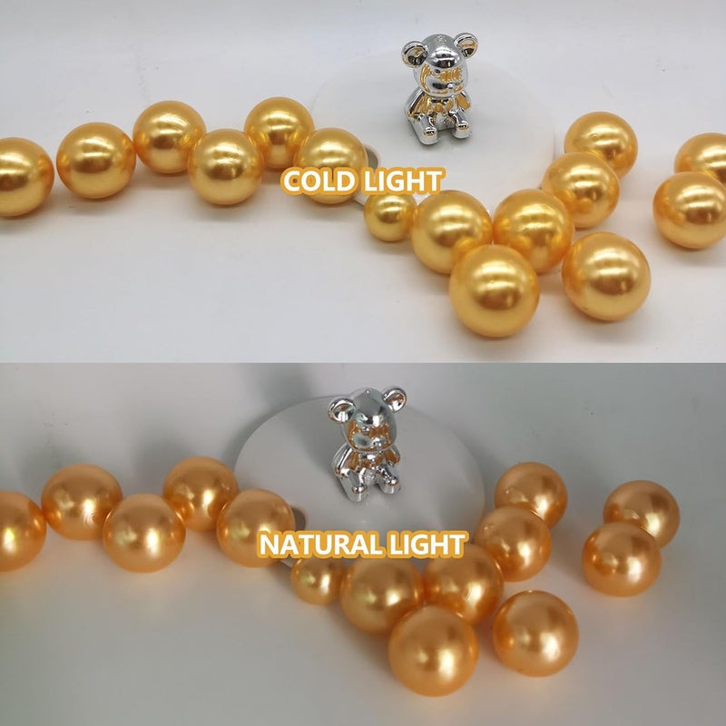 ZEBMOON 200PCS Golden Yellow Faux Pearls Beads for Centerpiece Vases, Vase Filler Faux Pearls, No Holes Filler Beads for Party Anniversary Birthday Wedding Table Decor, 10/14/20/30mm - Image 3
