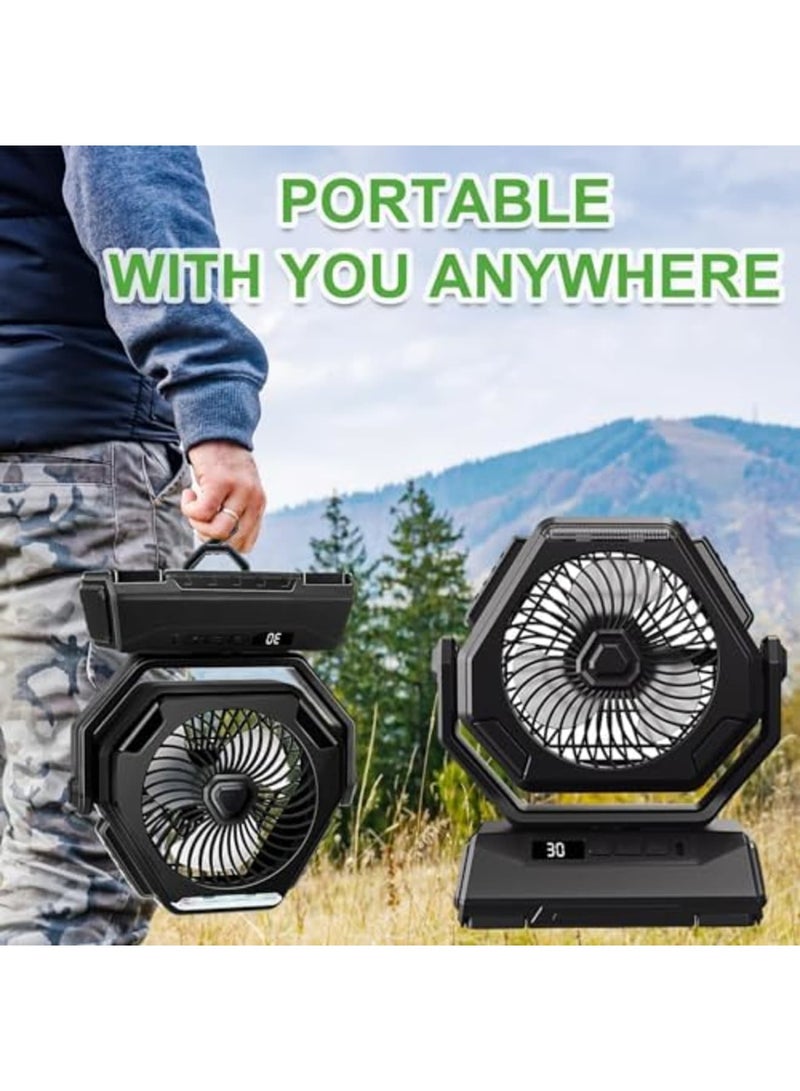 SYOSI Portable Fan Rechargeable, 6000mAh Battery Operated Fan with LED Lantern, 270°Head Rotation, 3 Speed USB Camping Fan with Hanging Hook for Travel Tent Fishing Car RV - Image 4