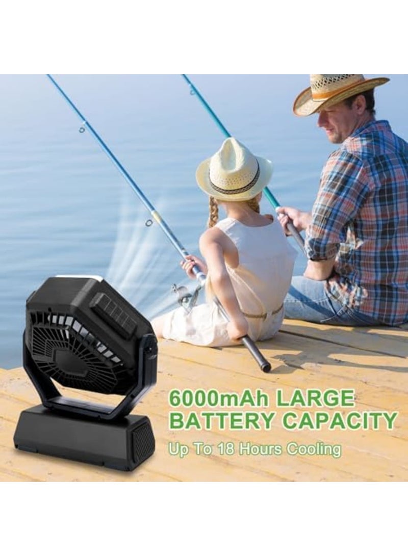 SYOSI Portable Fan Rechargeable, 6000mAh Battery Operated Fan with LED Lantern, 270°Head Rotation, 3 Speed USB Camping Fan with Hanging Hook for Travel Tent Fishing Car RV - Image 5