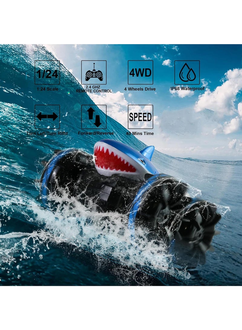 Y&D Land Rover Amphibious Shark Stunt Double Sided Rolling Driving Induction Remote Control Car Toy - Image 3