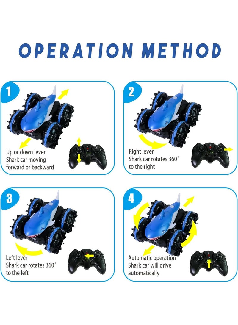 Y&D Land Rover Amphibious Shark Stunt Double Sided Rolling Driving Induction Remote Control Car Toy - Image 4