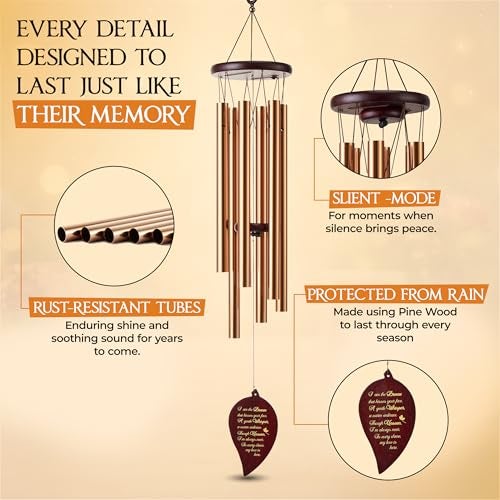 Captain Decor 32 Inch Memorial Wind Chimes Outdoor, Sympathy Gifts for Loss of Loved One, Memorial Gifts for Loss of Mom, Sympathy Wind Chimes for Mother, Father, Brother, Sister - Image 5