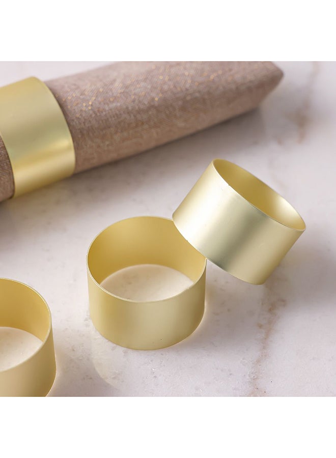 Danube Home Majestic Round Metal Napkin Ring Set of 4 - Matt Gold | Iron Decorative Table Napkins, Everyday Use Cloth Dinner Table Napkins For Dining Room Kitchen - Image 2