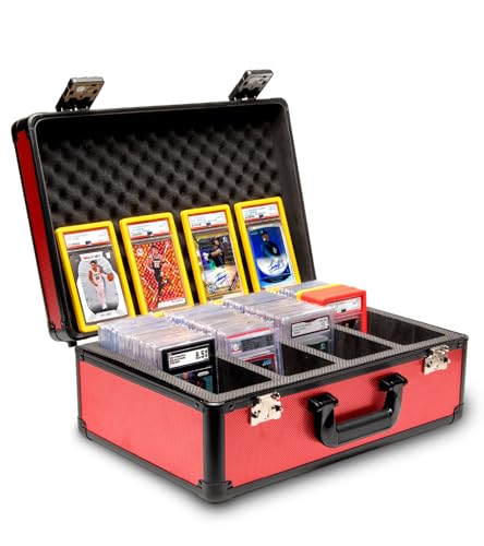 Panopply SLAB ARMOR 4 Row Graded Card Storage Box PSA Card Slab Case For Graded cards Holds 160 Slabs Graded Card Case for PSA Slab Box Graded Card Storage Sports Baseball Card Collector Gifts RED - Image 1