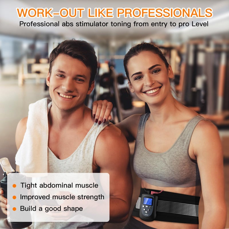 DOMAS Ab Belt Abdominal Muscle Toner- Abs Stimulator with 6 Modes Electronic Abs Stimulating Belt EMS Muscle Toning Belt for Men Women Training Device for Muscles Stomach Workout Massager - Image 2