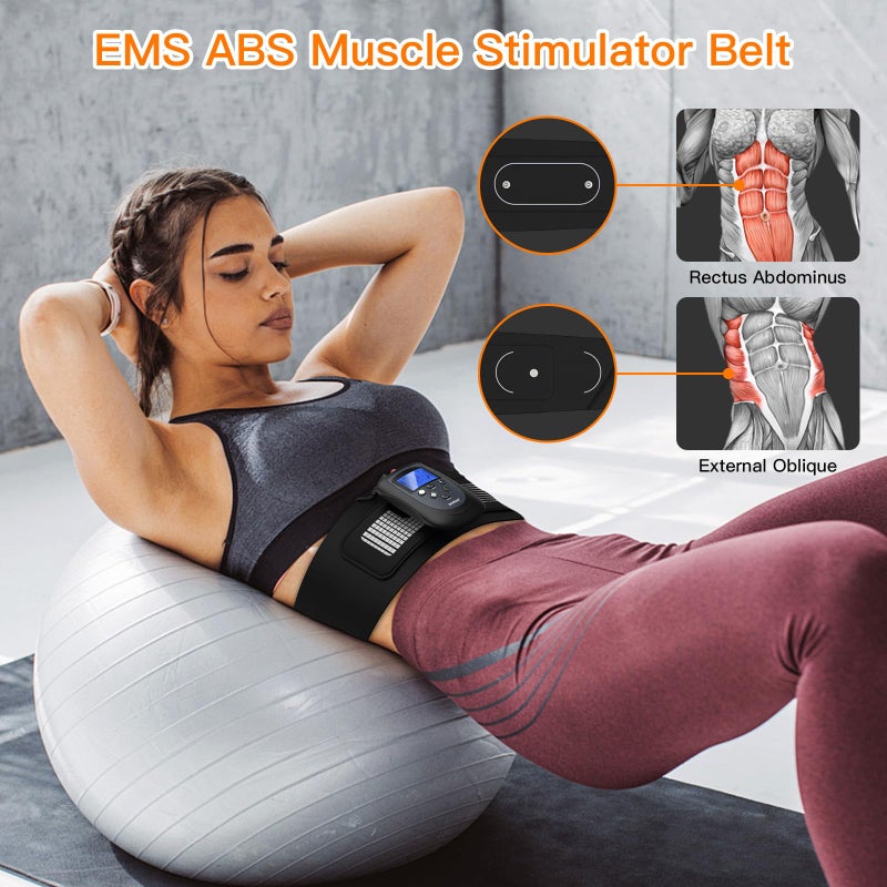 DOMAS Ab Belt Abdominal Muscle Toner- Abs Stimulator with 6 Modes Electronic Abs Stimulating Belt EMS Muscle Toning Belt for Men Women Training Device for Muscles Stomach Workout Massager - Image 3