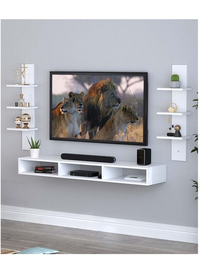 MODERN HOME - Wall Mounted TV Unit, Cabinet, with TV Stand Unit Wall Shelf for Living Room (White) - Image 1