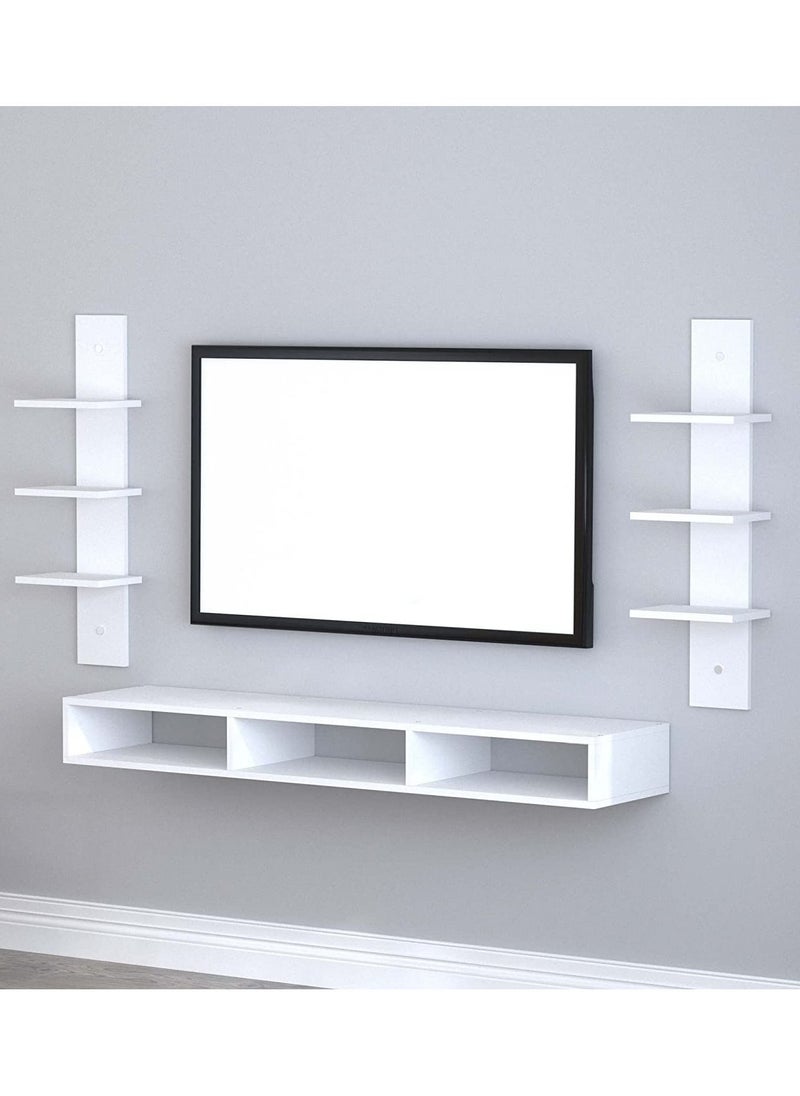 MODERN HOME - Wall Mounted TV Unit, Cabinet, with TV Stand Unit Wall Shelf for Living Room (White) - Image 1