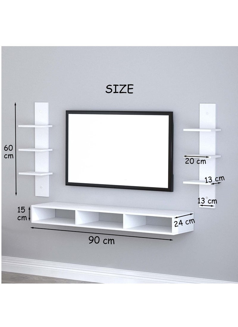 MODERN HOME - Wall Mounted TV Unit, Cabinet, with TV Stand Unit Wall Shelf for Living Room (White) - Image 1