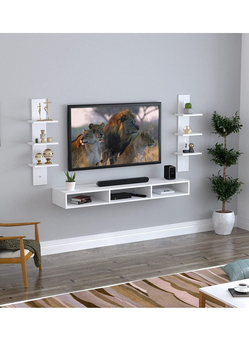MODERN HOME - Wall Mounted TV Unit, Cabinet, with TV Stand Unit Wall Shelf for Living Room (White) - Image 1