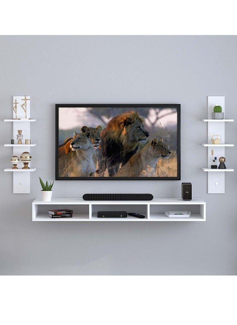 MODERN HOME - Wall Mounted TV Unit, Cabinet, with TV Stand Unit Wall Shelf for Living Room (White) - Image 1