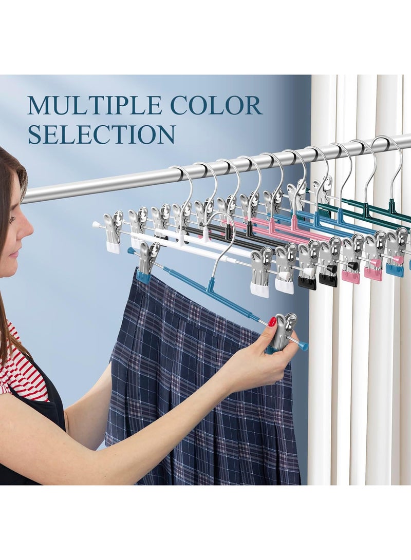 10 Pack 12 Inch Heavy Duty Pants Hangers with Clips, Metal, Green, Non Slip, Space Saving, Adult, Men, Children, Kid, Baby Green/Silver - Image 4
