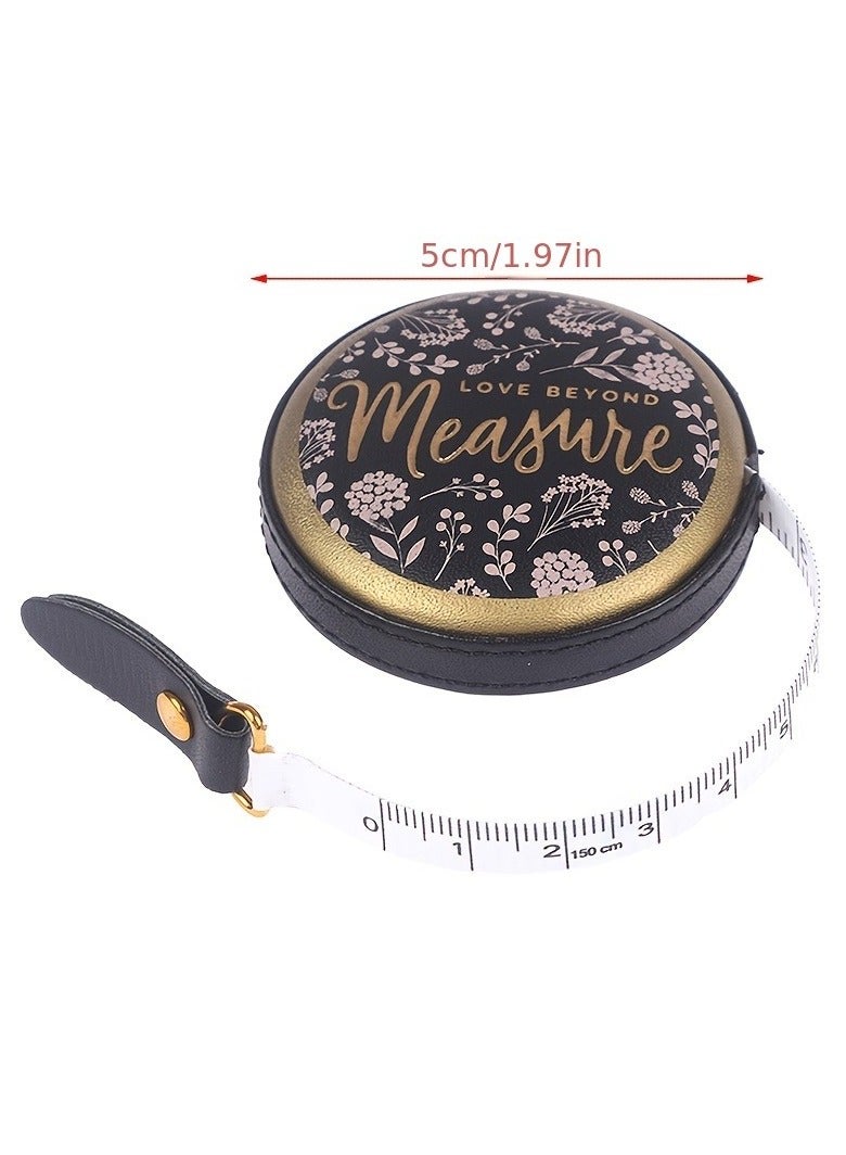 1 pcs 59.06inch Portable Retractable Vintage PU Leather Mini Tape Measure - Image 1