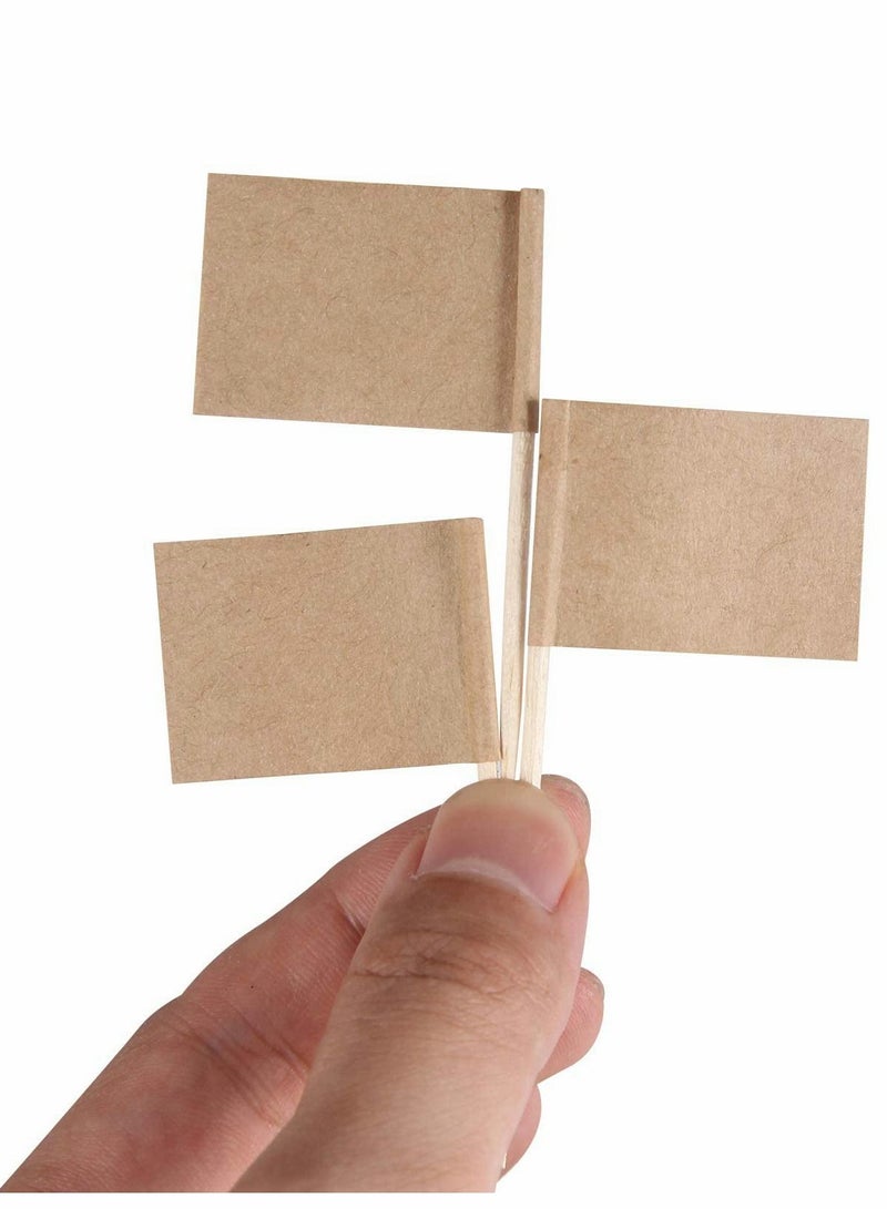 Excefore Toothpick Flags, 200 Pcs Kraft Checkered Toothpick Flags Brown Mini Food Labels Flags for Party Food Cupcake Decoration Picks Cheese Markers for Cupcake, Food, Fruit, Party Decorations - Image 3