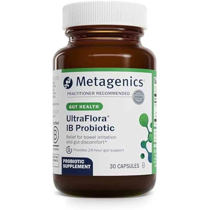 Metagenics UltraFlora IB Probiotic - 60 Bil. CFU - Relief for Occasional Intestinal Distress* - Supports Digestive Health, Bloating & Gut Balance* - Lactobacillus & Bifidobacterium Blend - 30 Capsules - Image 1