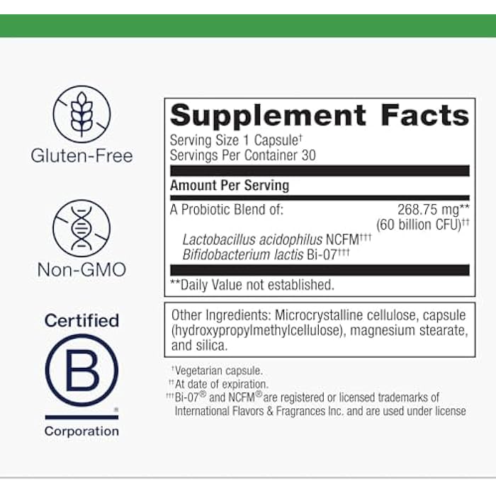 Metagenics UltraFlora IB Probiotic - 60 Bil. CFU - Relief for Occasional Intestinal Distress* - Supports Digestive Health, Bloating & Gut Balance* - Lactobacillus & Bifidobacterium Blend - 30 Capsules - Image 4