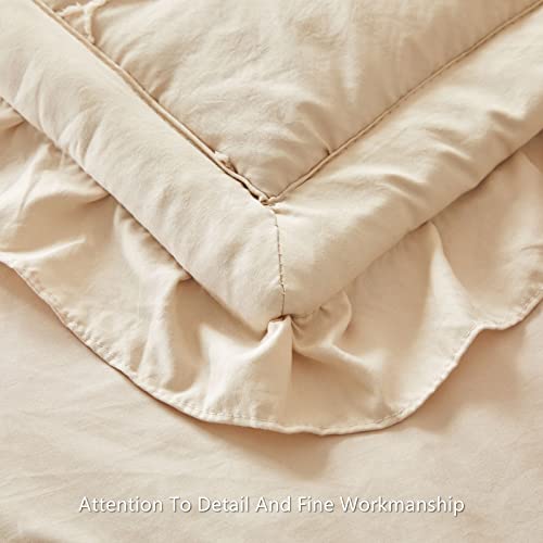 AIKASY Toddler Bedding Set 4 Pieces Super Soft Comforter Set, Shabby Boho Bohemian Design for Boys and Girls（Ruffle Fringe Comforter, Flat Sheet, Fitted Sheet and Pillowcase）- Khaki - Image 5