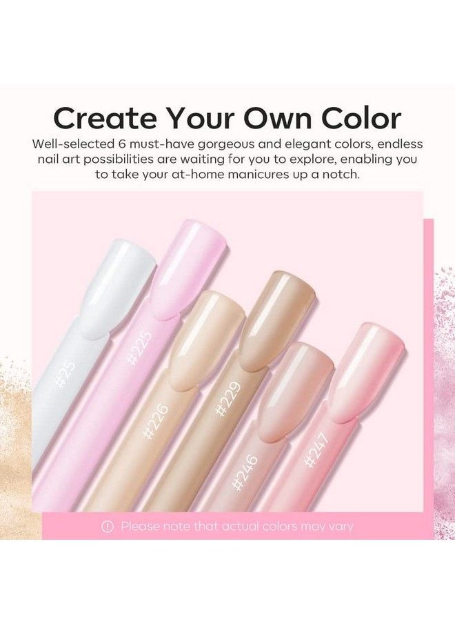 modelones Acrylic Powder 6 Colors Transparent Jelly Nude Nail Acrylic Powder Milky White Pink Nude Nail Acrylic Powder For Acrylic Nail Art 3D Nail Carving French Nail Extension Gifts For Women  - Image 3