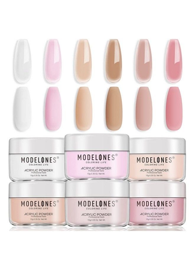 modelones Acrylic Powder 6 Colors Transparent Jelly Nude Nail Acrylic Powder Milky White Pink Nude Nail Acrylic Powder For Acrylic Nail Art 3D Nail Carving French Nail Extension Gifts For Women  - Image 1