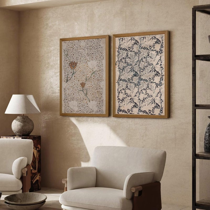 Joocrise Vintage Botanical Wall Art Prints Set of 2 Antique Sketch Wall Art Decor Neutral Flower Canvas Wall Art Floral Pictures Farmhouse Painting Vintage Floral Artwork for Room Bedroom 12x16 Inch Framed - Image 3