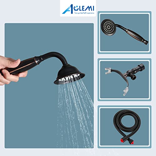 Aolemi Clawfoot Tub Faucet Oil Rubbed Bronze Wall Mount Bathroom Tub Filler with Hand Held Shower Sprayer Vintage Bathtub Faucet Set Double Cross Handle - Image 4