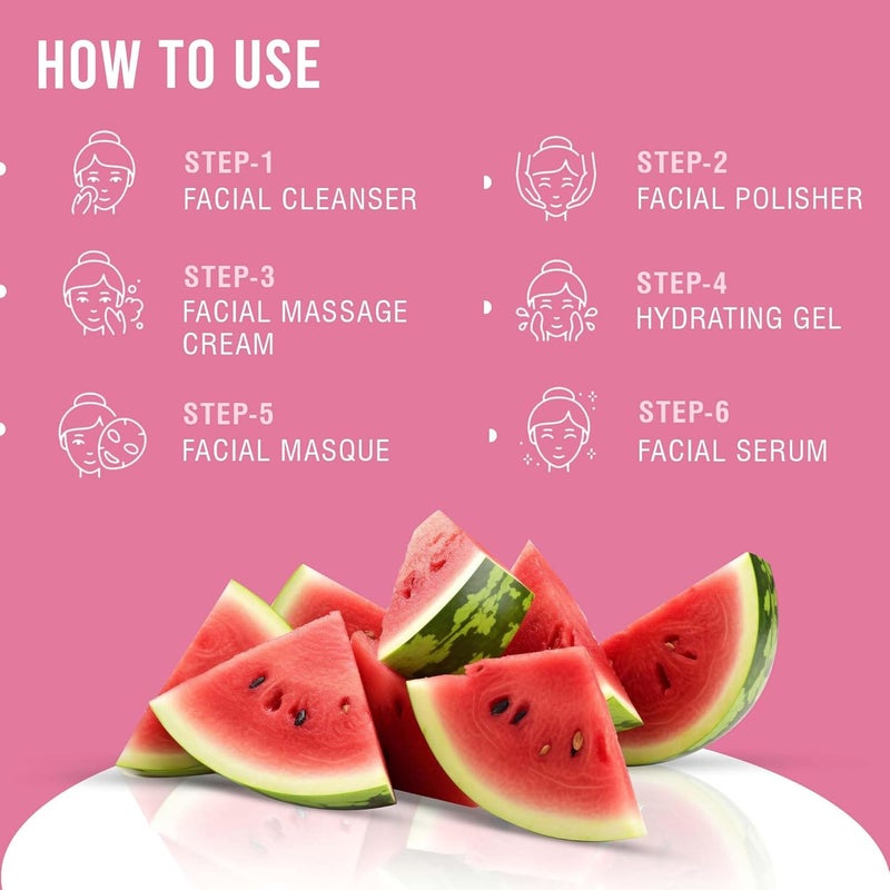 Glamveda Watermelon Collagen Anti Aging Skin Firming Facial kit DIY Facial Kit For Women No Paraben SLS 40gm - Image 4