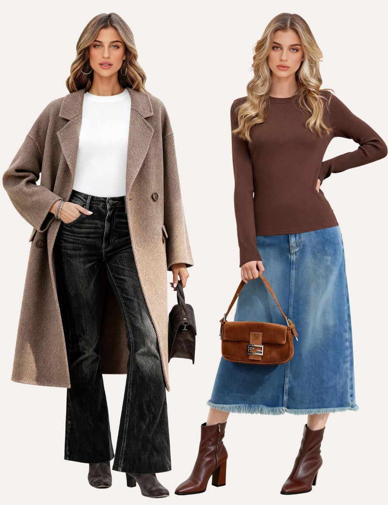 CE' CERDR 3/5 Pack Womens Long Sleeve Shirts Crew Neck Basic Tees Tight Fitted Casual Going Out Stretchy Slim Tops - Image 4