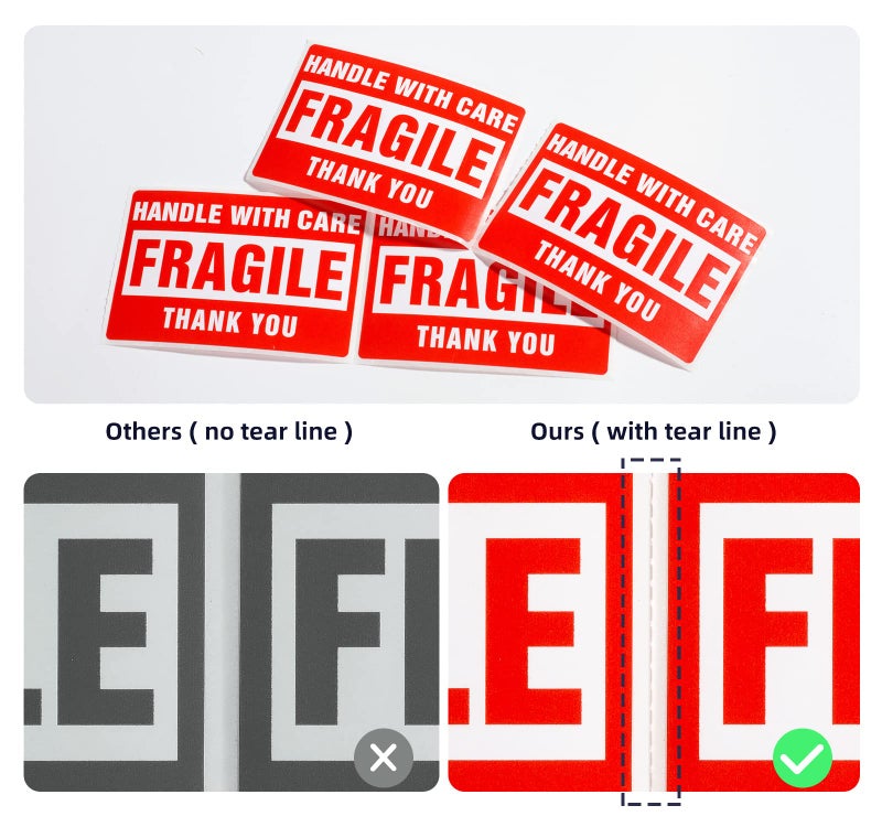 LuckyGuard 3 x 2 Inch Handle with Care 500 Fragile Stickers for Shipping Moving Glass Permanent Adhesive Commercial Grade Fragile Labels (1 Roll, 500 Labels) - Image 5
