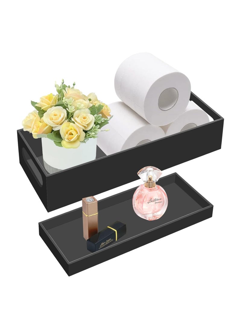 TPGP Toilet Tank Basket, Acrylic Toilet Paper Storage Basket, Modern Black Toilet Paper Tray for Bathroom. - Image 1