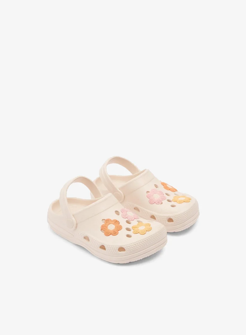 Matalan Girls Cream Crochet Flower Clogs