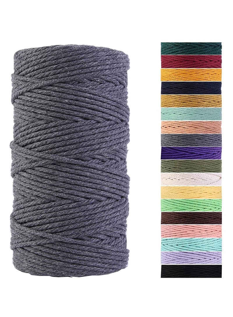 SYOSI Grey Cord 3mm x 109Yards Colored Cotton Rope Craft Cord Colorful Cotton Cord Twine for Wall Hanging Plant Hangers Crafts Knitting Decorative Projects - Image 1