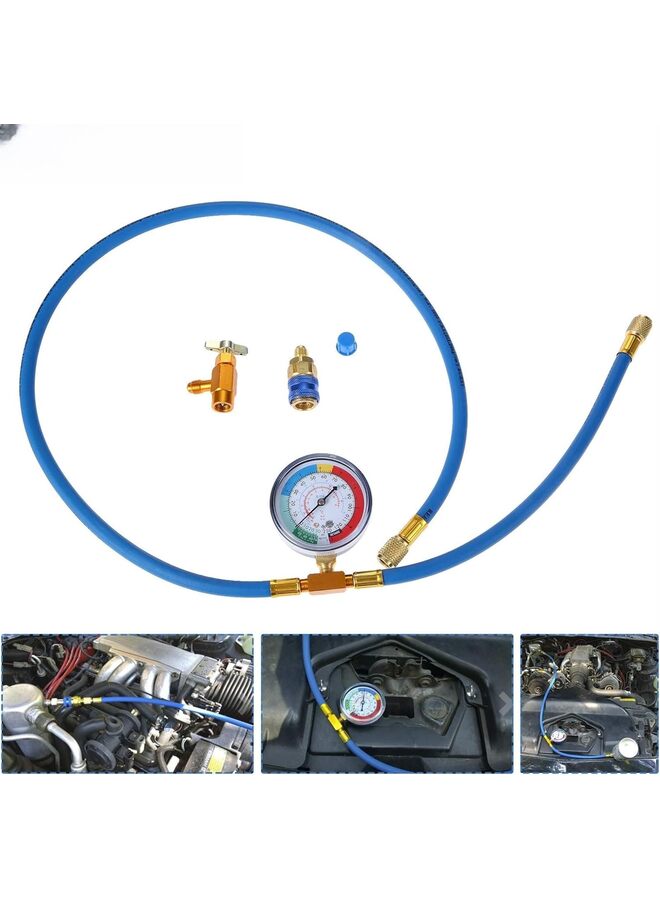 R134A Car AC Refrigerant Charge Hose, AC Charge Hose with Gauge, R134A Can Tap Valve, R134A Quick Couple, Low Pressure Gauge and 59'' Recharge Hose - Image 3