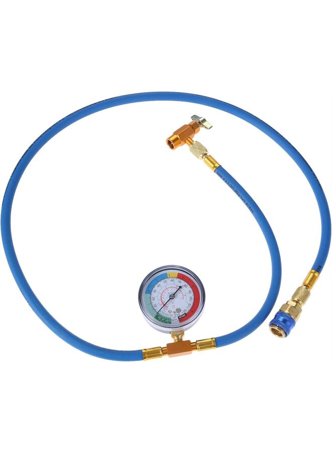 R134A Car AC Refrigerant Charge Hose, AC Charge Hose with Gauge, R134A Can Tap Valve, R134A Quick Couple, Low Pressure Gauge and 59'' Recharge Hose - Image 1
