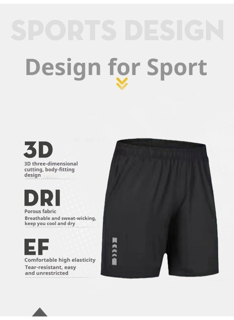 YUKE Men's high-elasticity compression shorts, quick-drying and breathable workout pants, anti-chafing shorts, suitable for running, basketball and training, black, size L - Image 2