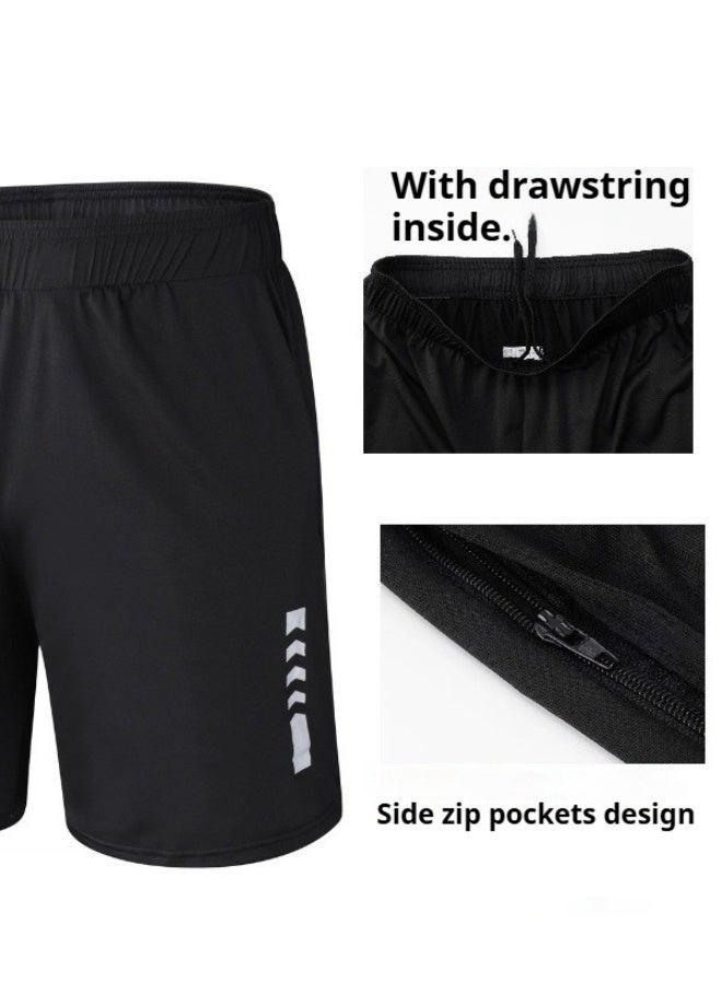 YUKE Men's high-elasticity compression shorts, quick-drying and breathable workout pants, anti-chafing shorts, suitable for running, basketball and training, black, size L - Image 3