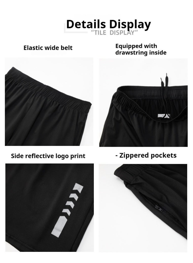 YUKE Men's high-elasticity compression shorts, quick-drying and breathable workout pants, anti-chafing shorts, suitable for running, basketball and training, black, size L - Image 4