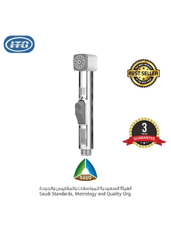 ITG silver Handheld Shattaf Bidet Sprayer with 1.2m Hose, Self-Cleaning Kit for Bathroom & Toilet  - Image 1